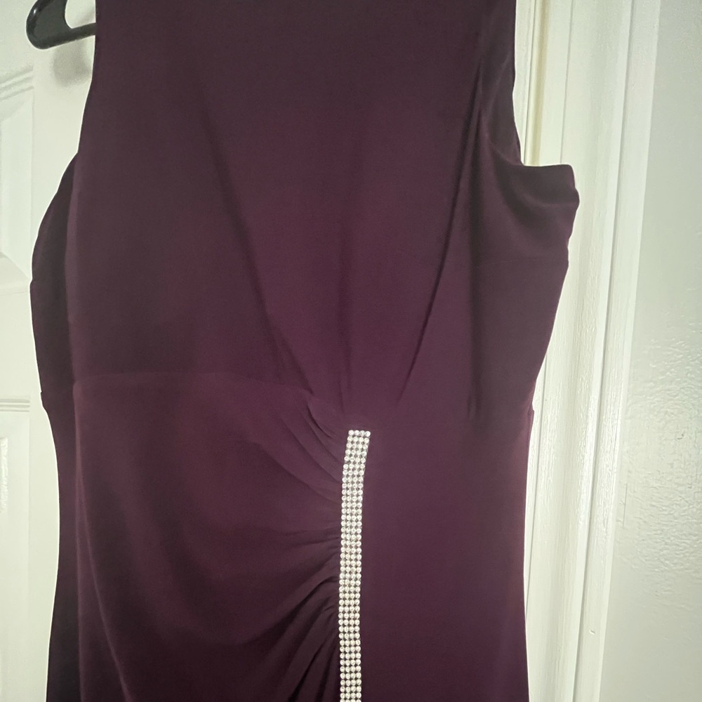 Evening dress size 10 embellished with rhinestones zipper back slit in front